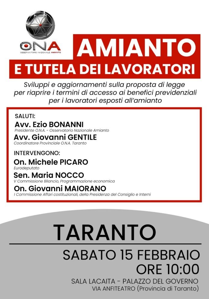 ONA NEWS Amianto e diritti dei lavoratori: un dibattito sulle misure previdenziali