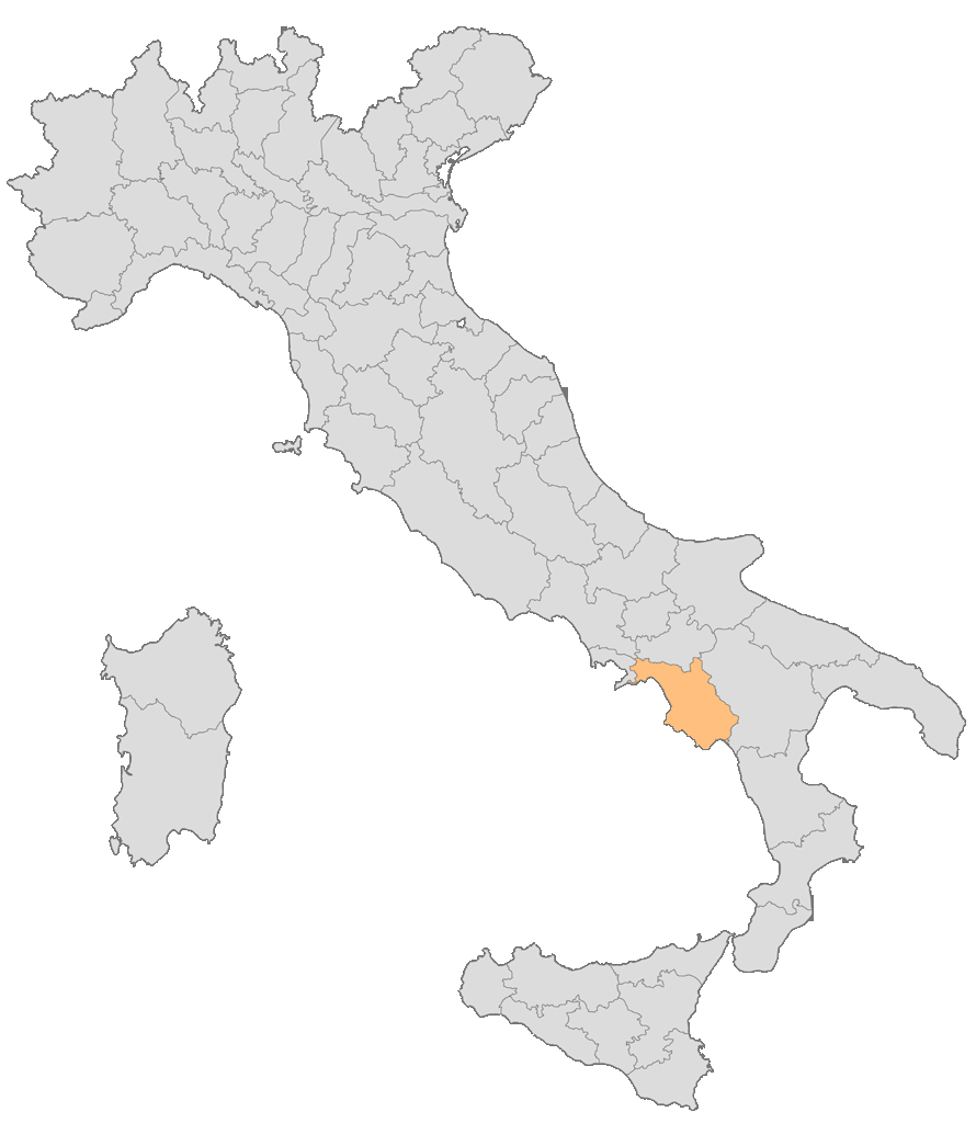 cartina d'Italia evidenziata sud campania