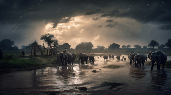 elefanti in Kenya foto AI