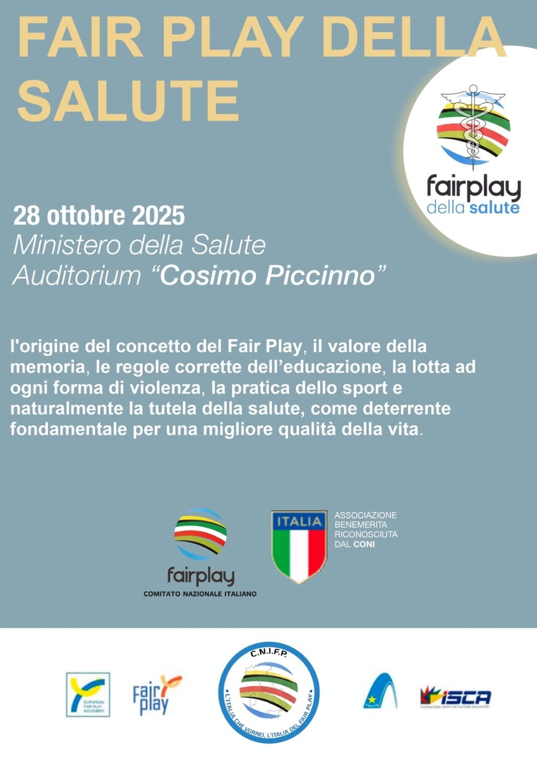 Fair Play della Salute, locandina cnifp Fair Play della Salute, locandina cnifp