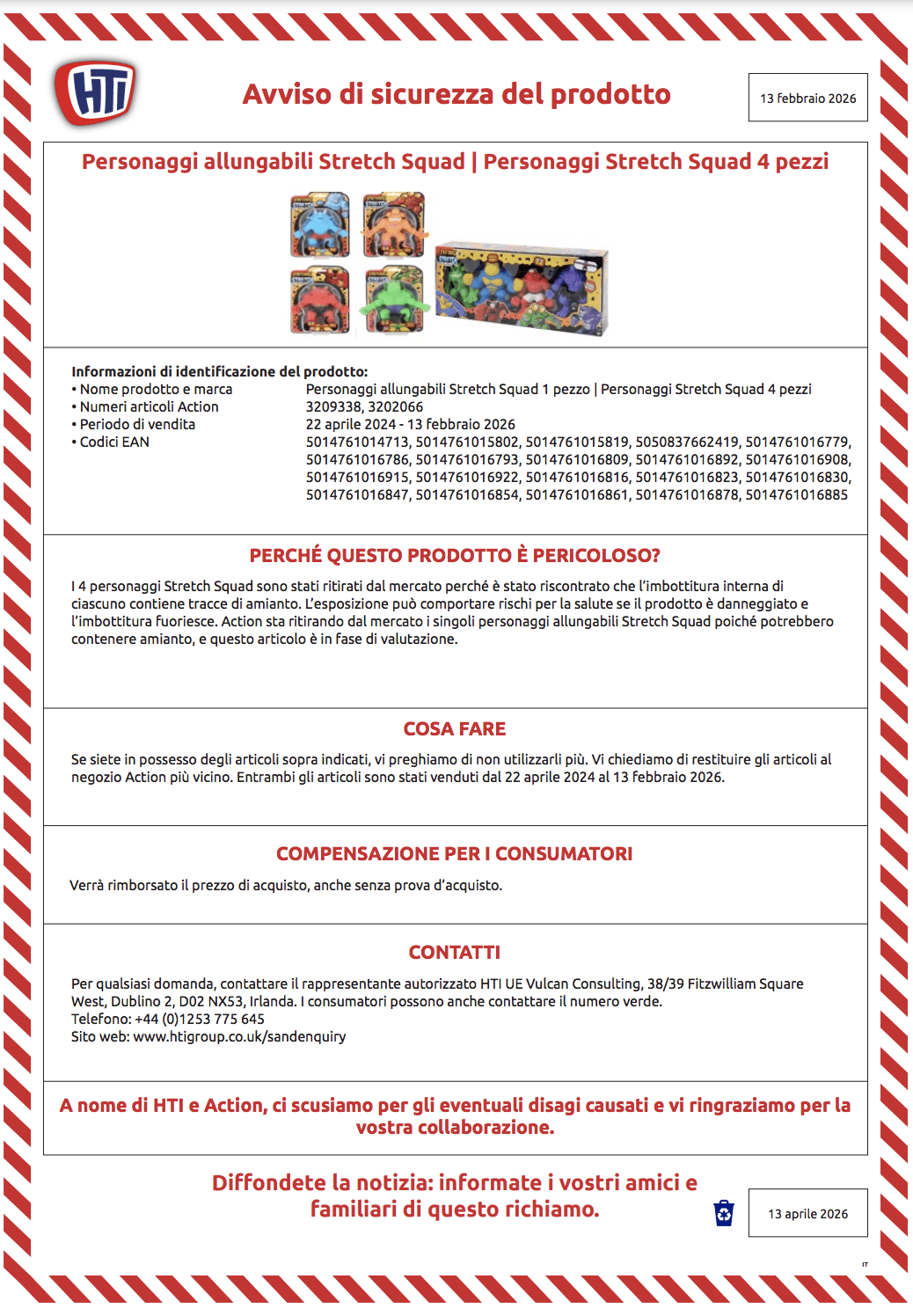 amianto, avviso di sicurezza che circola in rete