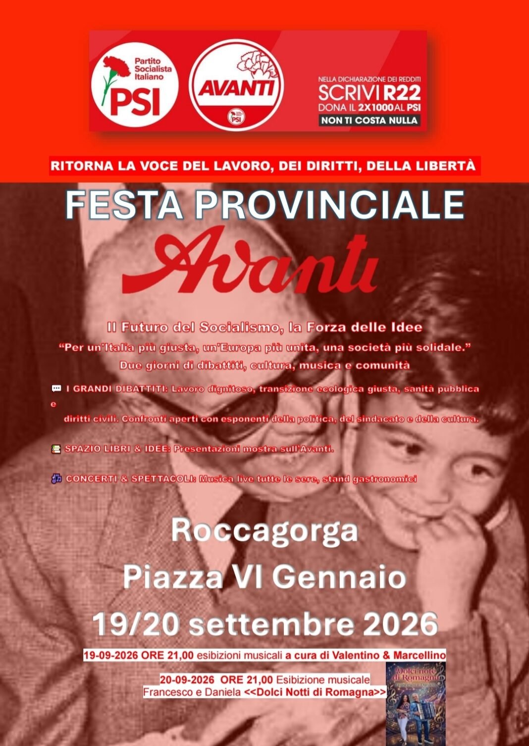 locandina Avanti! - nell'immagine Sandro Pertini